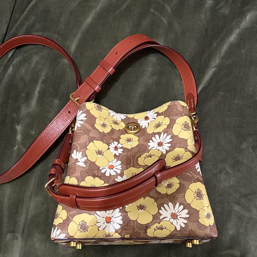 Floral Brown and Red Women's Coach Bag